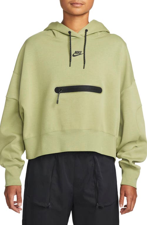 Nike Women's Sportswear Tech Fleece Over-oversized Crop Pullover Hoodie In Alligator/black