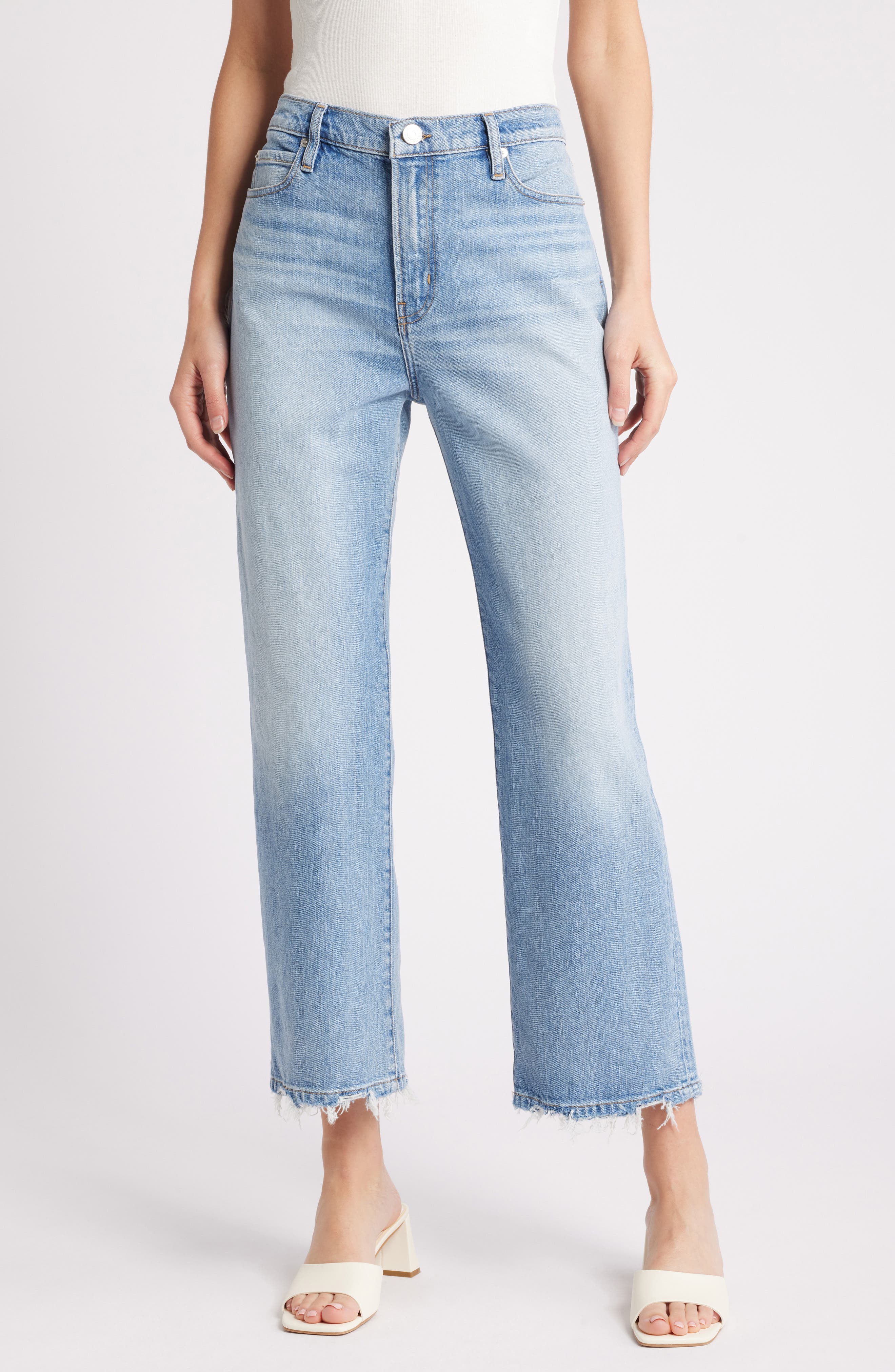 FRAME Le Jane Fray Hem Ankle Wide Leg Jeans