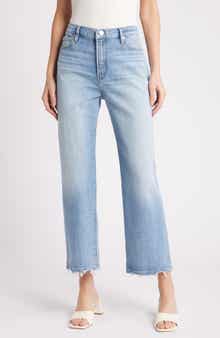 FRAME Le Jane Fray Hem Ankle Wide Leg Jeans