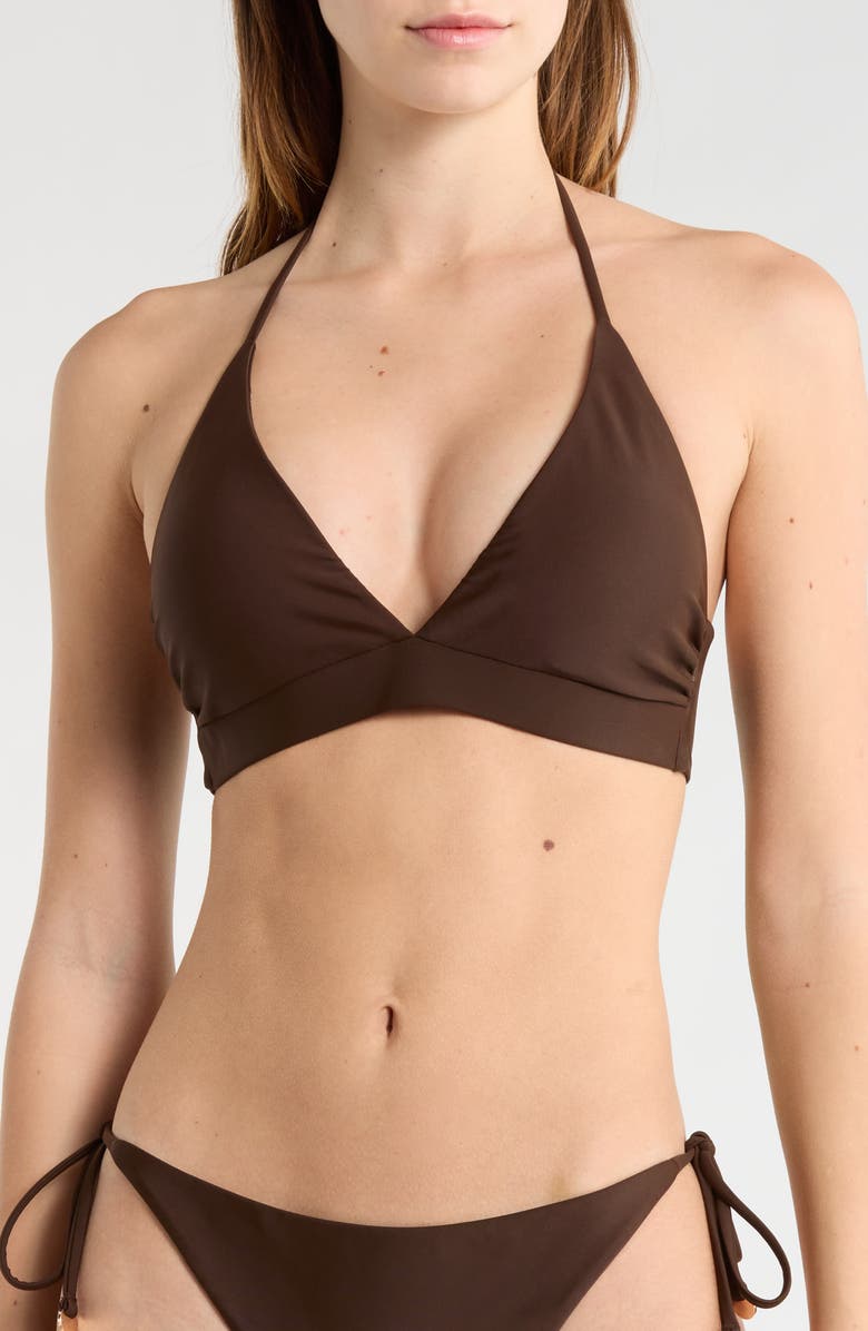 Ramy Brook Gari Halter Bikini Top, Main, color, Beach Brown