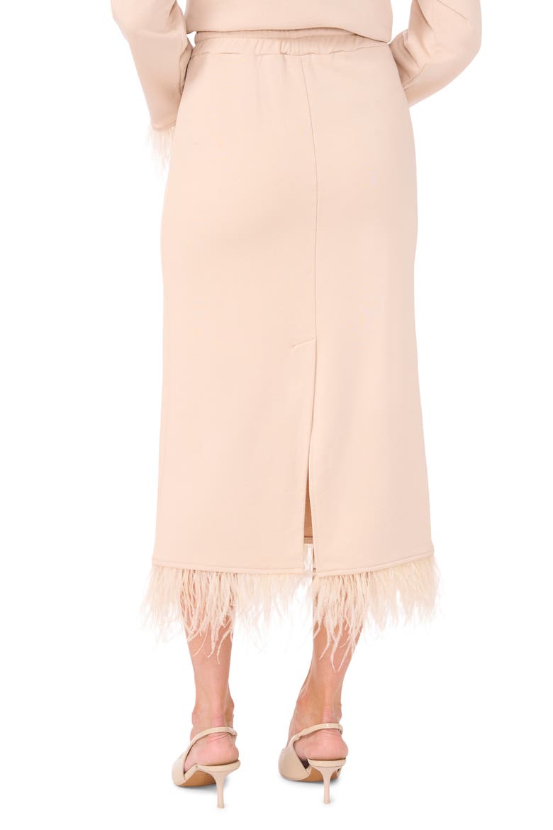 Feather Trim Drawstring Waist Midi Skirt, Alternate, color, ROSEWATER