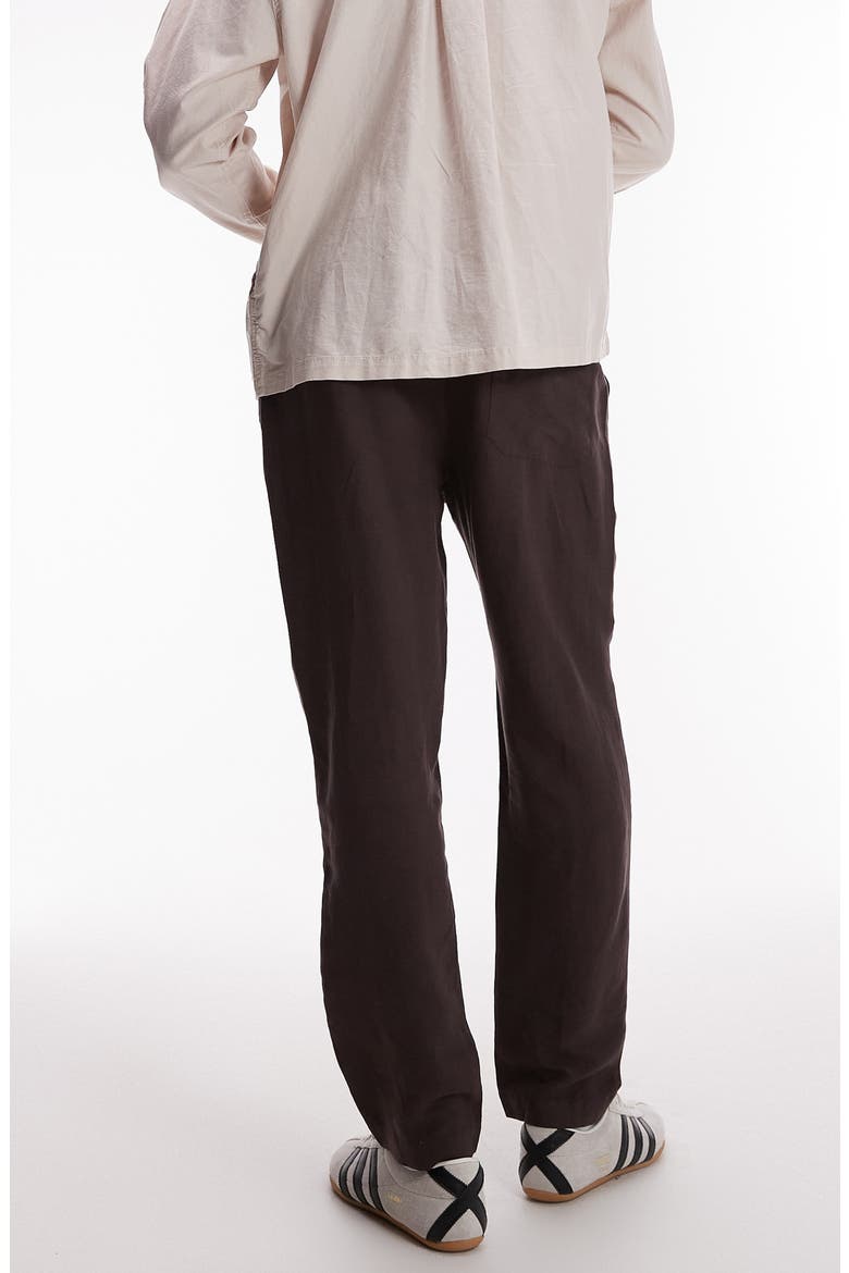 Tapered Linen Blend Pants, Alternate, color, BROWN