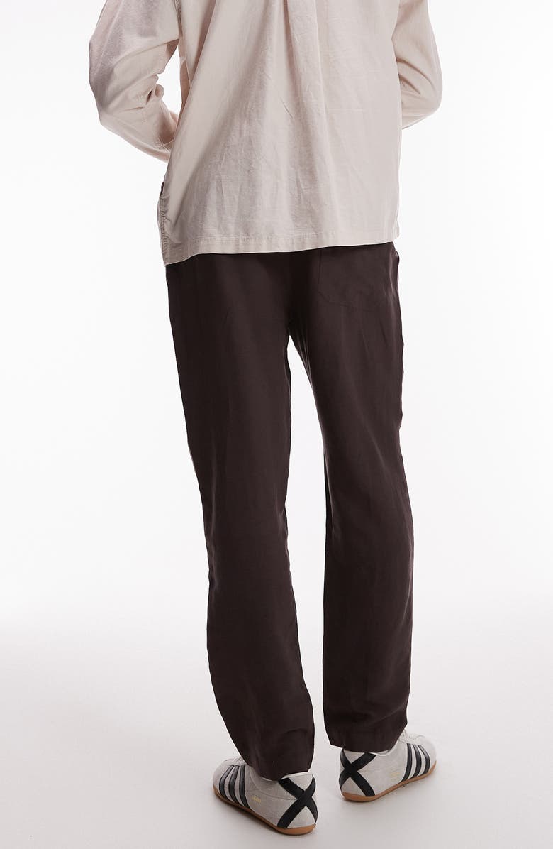 Topman Tapered Linen Blend Pants, Alternate, color, Brown