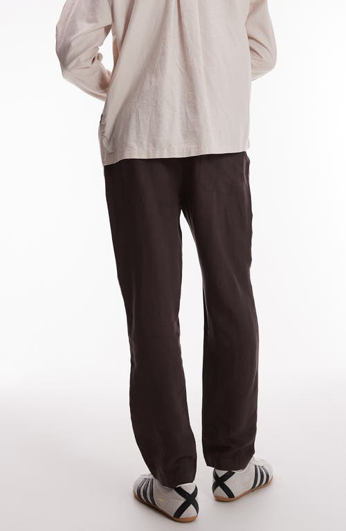 Topman Tapered Linen Blend Pants In Brown