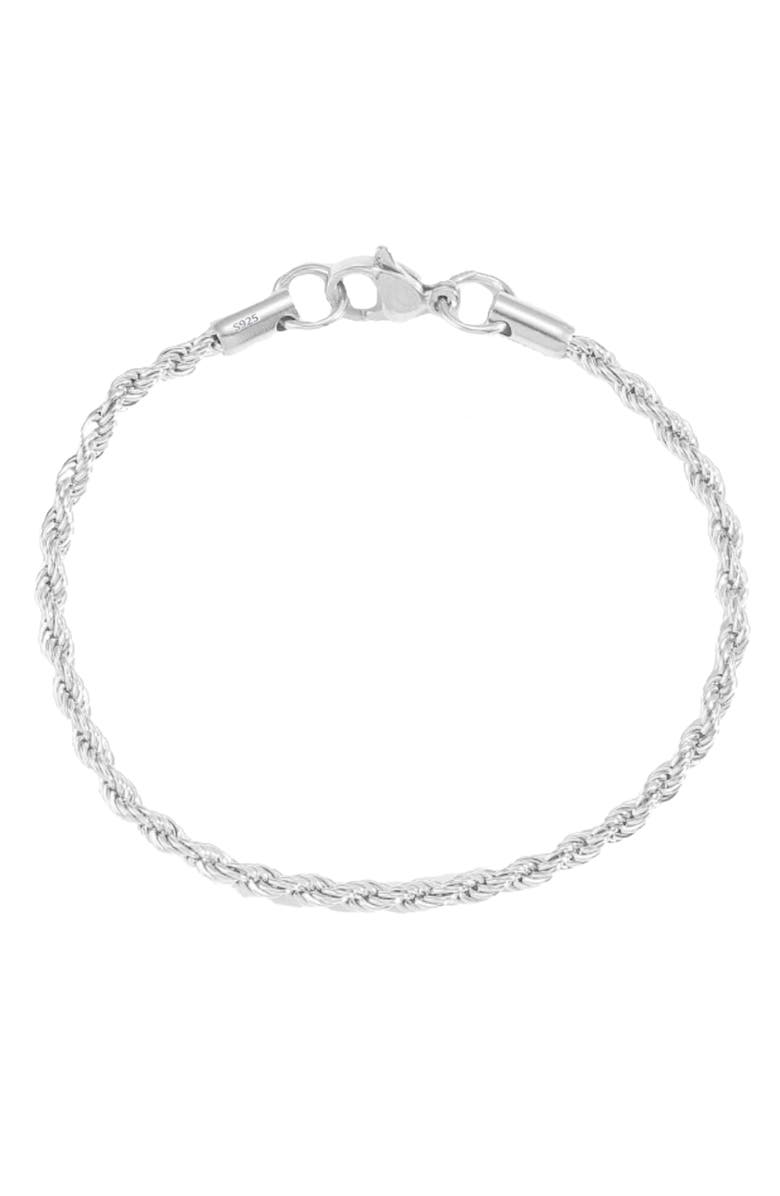 Donatello Gian Sterling Silver Rope Bracelet, Main, color, Silver