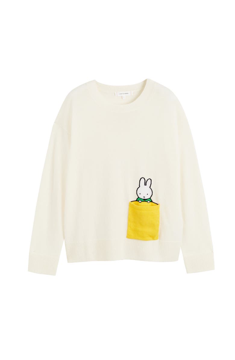Chinti & Parker Wool Cashmere Miffy Peek Pocket Sweater, Alternate, color, Cream