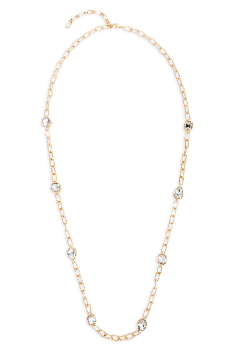 Crystal Cascade Long Necklace, Main, color, GOLD