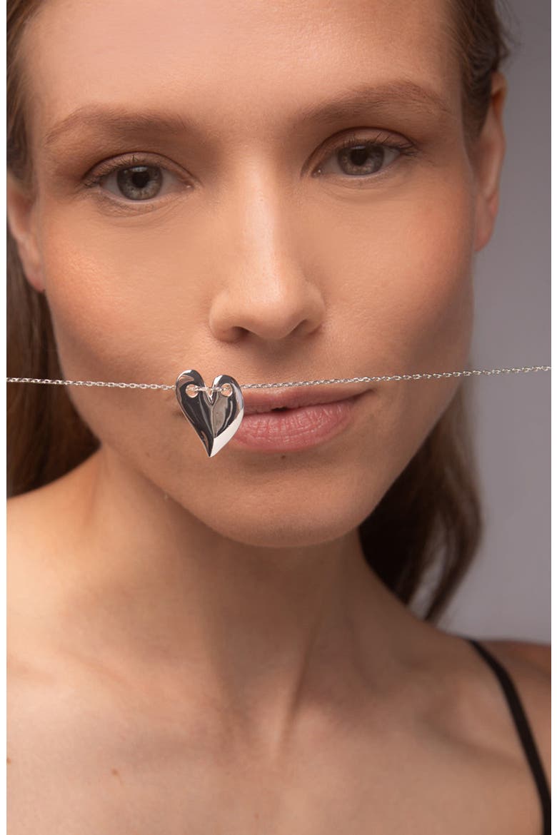 Loff Maxi Heart Necklace in Silver, Alternate, color, Silver