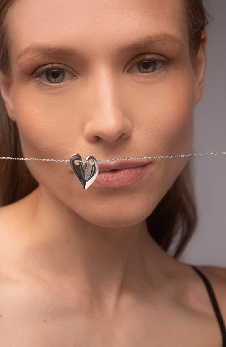 YOJ Loff Maxi Heart Necklace in Silver, Alternate, color, Silver