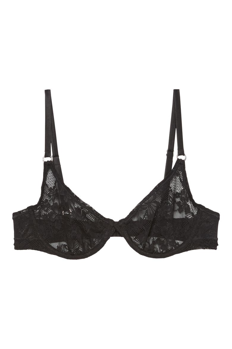 Fuller Cup Le Stretch Lace Demi Bra, Main, color, BLACK