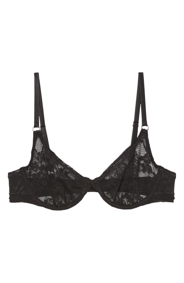 Fleur Du Mal Le Stretch Lace Demi Bra, Main, color, Black