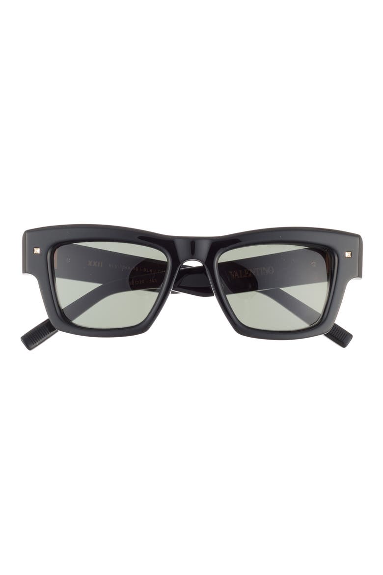 50mm Rectangular Sunglasses, Main, color, BLACK BLACK GREY