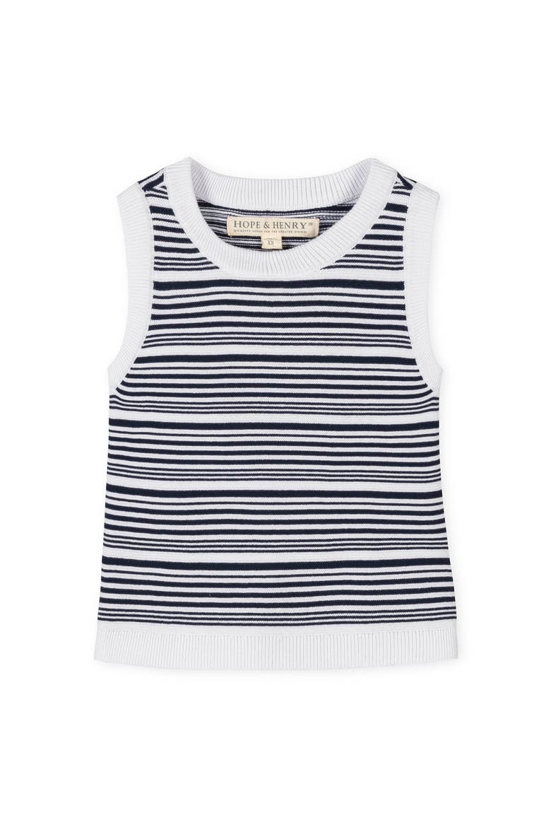 Kids' Organic Sweater Tank, Main, color, Navy and White Stripe