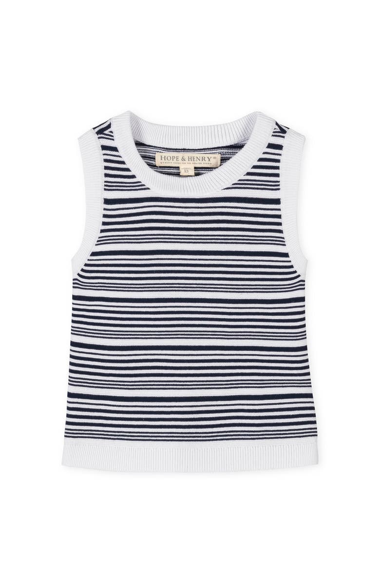 Hope & Henry Kids' Organic Sweater Tank, Main, color, Navy And White Stripe