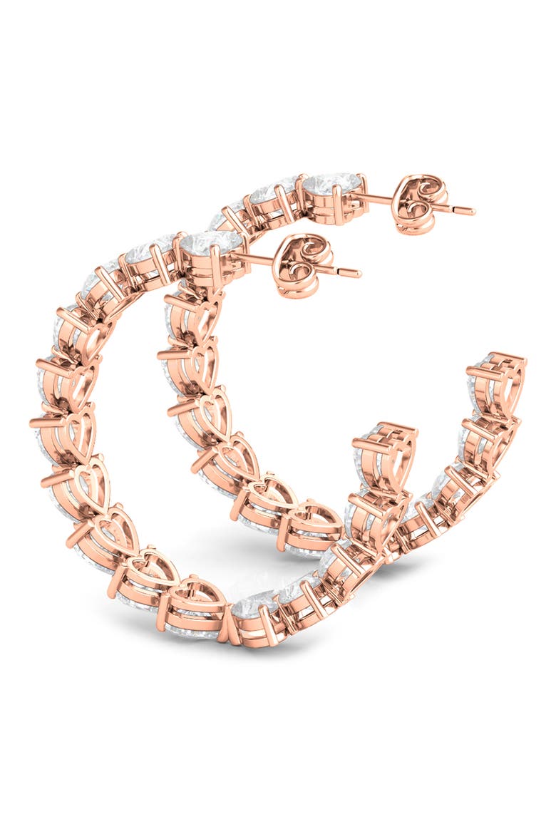 Heart Lab Created Diamond Inside Out Hoop Earrings, Alternate, color, 18K ROSE GOLD