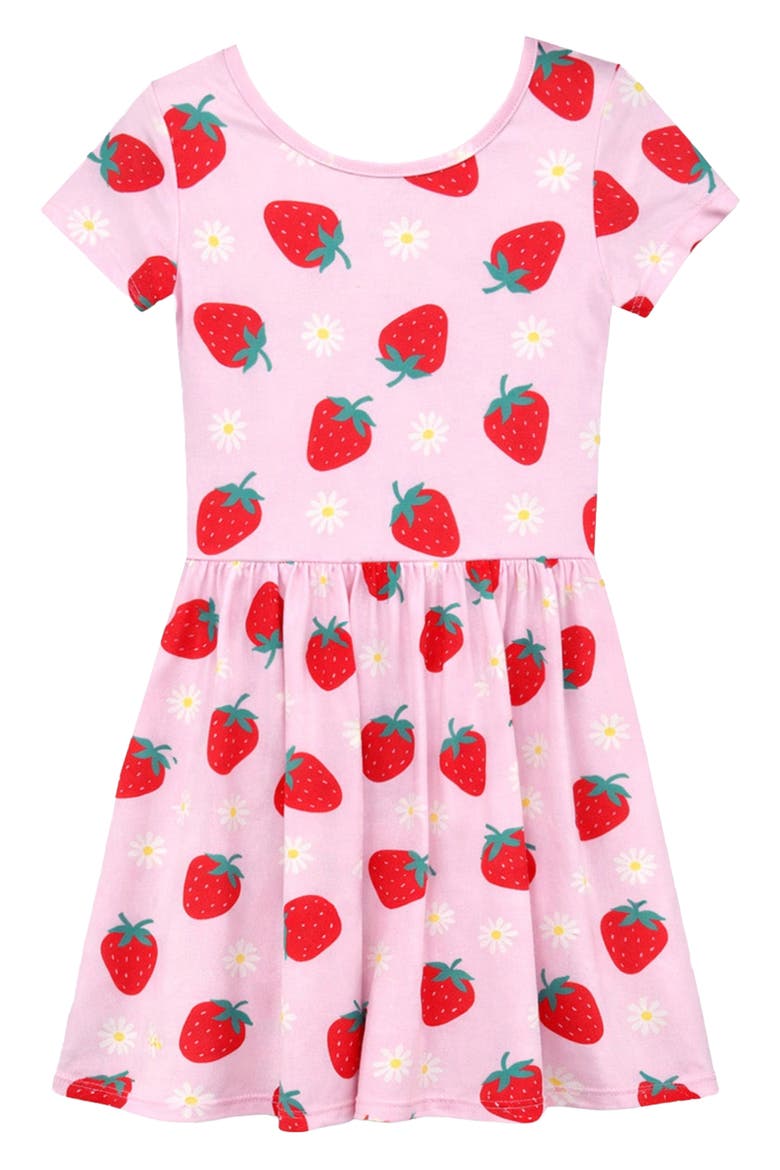 Kids' Short Sleeve Be Happy Dress, Main, color, STRAWBERRY DAISY