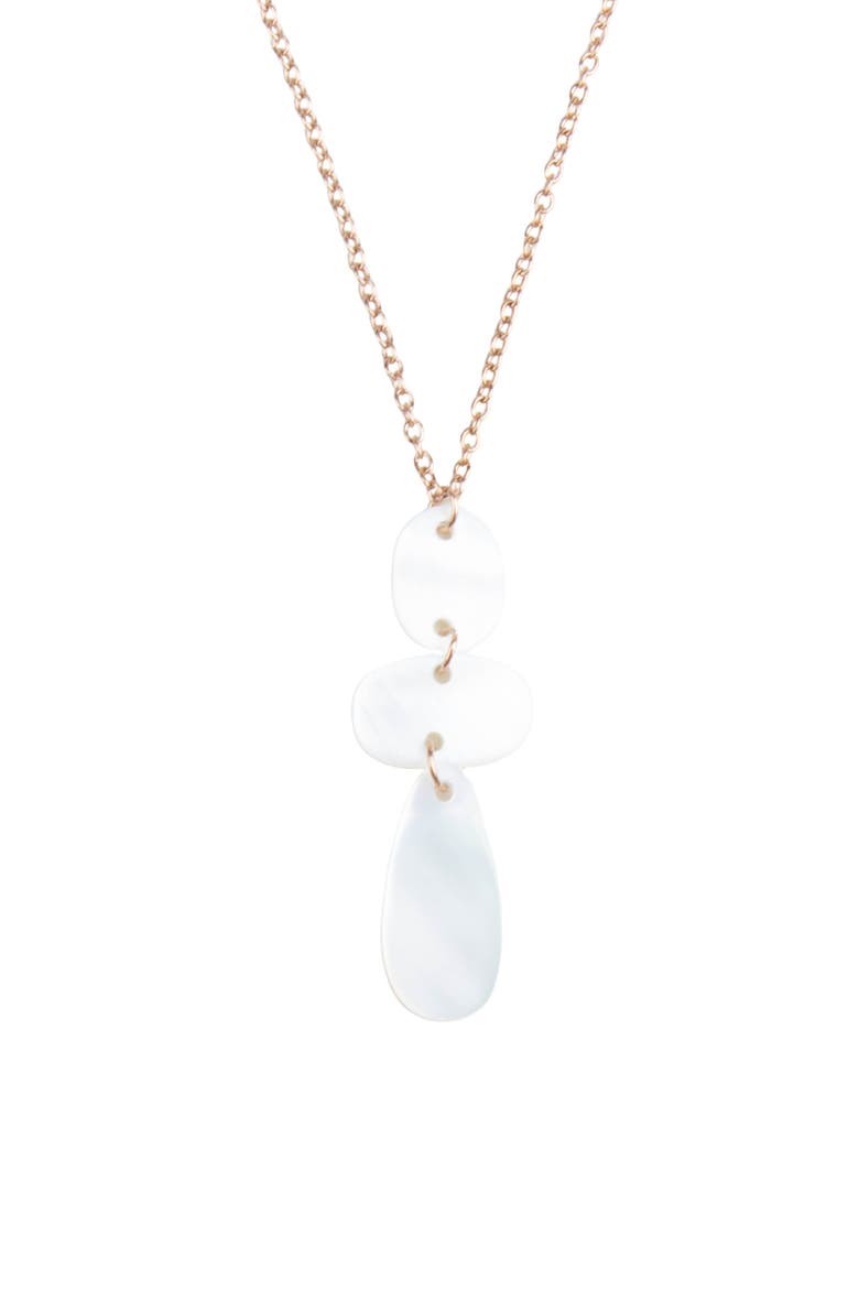 Mother-of-Pearl Round, Oblong & Raindrop Pendant Necklace, Main, color, White