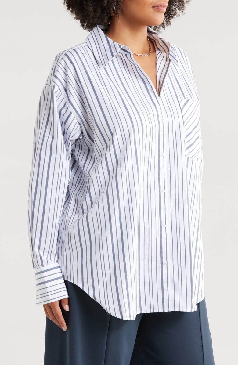Nordstrom Stripe Cotton Poplin Button-Up Shirt, Alternate, color,