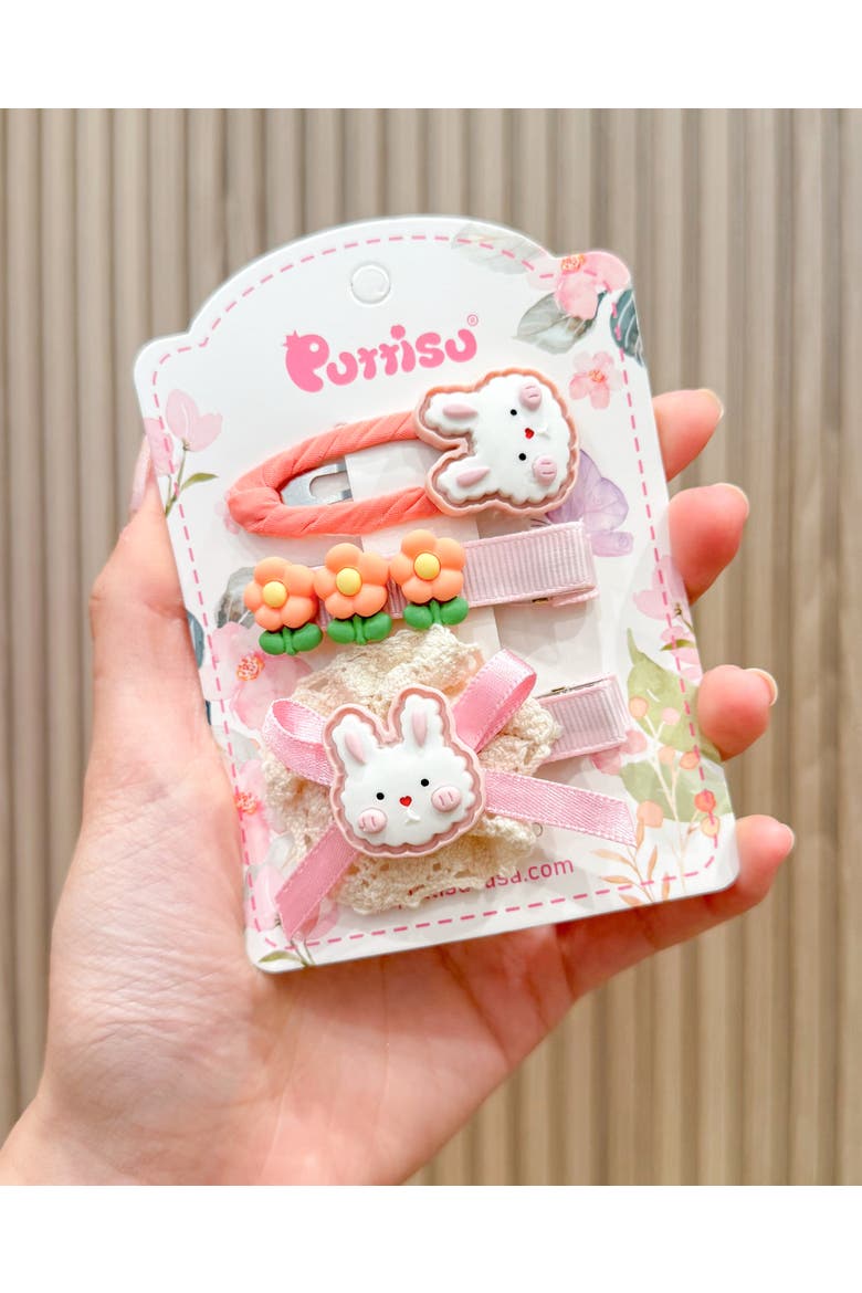 3pc Hair Clip Set - Cookie Bunny Bloom, Alternate, color, Bunny Picnic Bloom -Orange