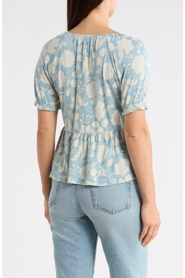 Short Sleeve Pintuck Trim Top, Alternate, color, BLUE MULTI