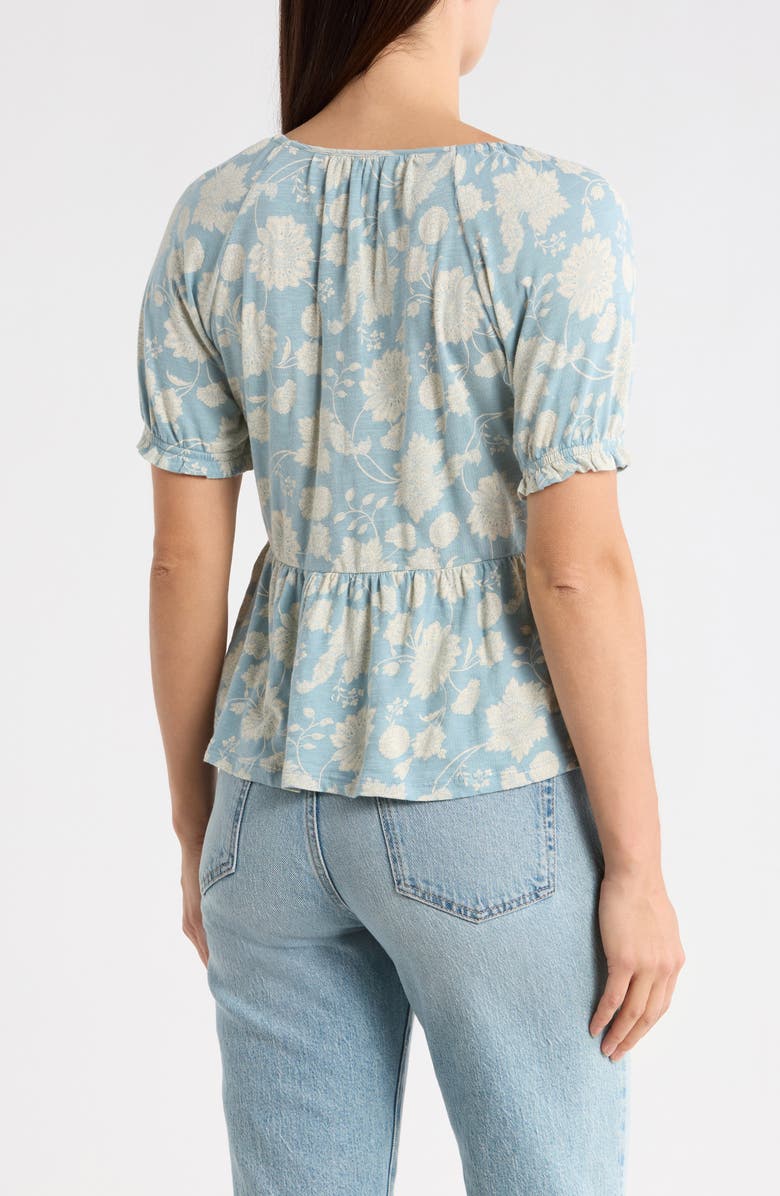 Lucky Brand Short Sleeve Pintuck Trim Top, Alternate, color, Blue Multi