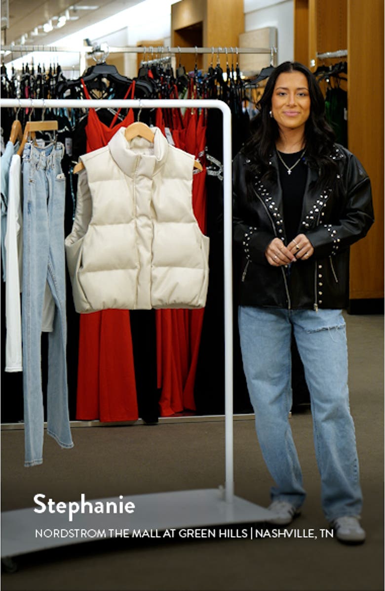 Faux Leather Crop Puffer Vest, sales video thumbnail