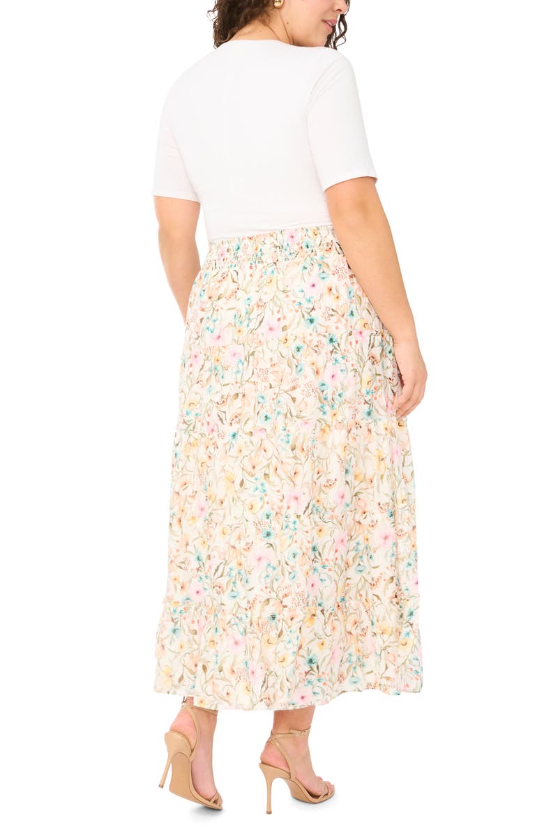 Vince Camuto Floral Tiered Skirt, Alternate, color, Antique White