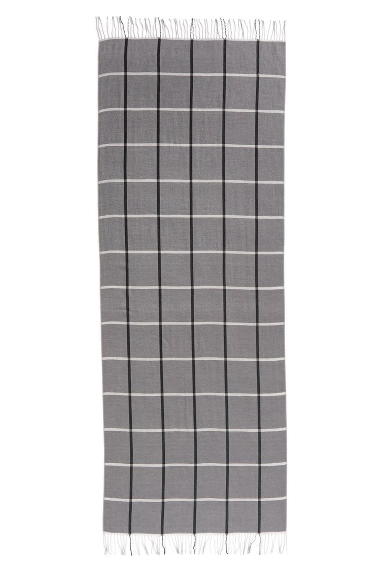 Plaid Cashmere & Wool Scarf, Alternate, color, BLACK COMBO