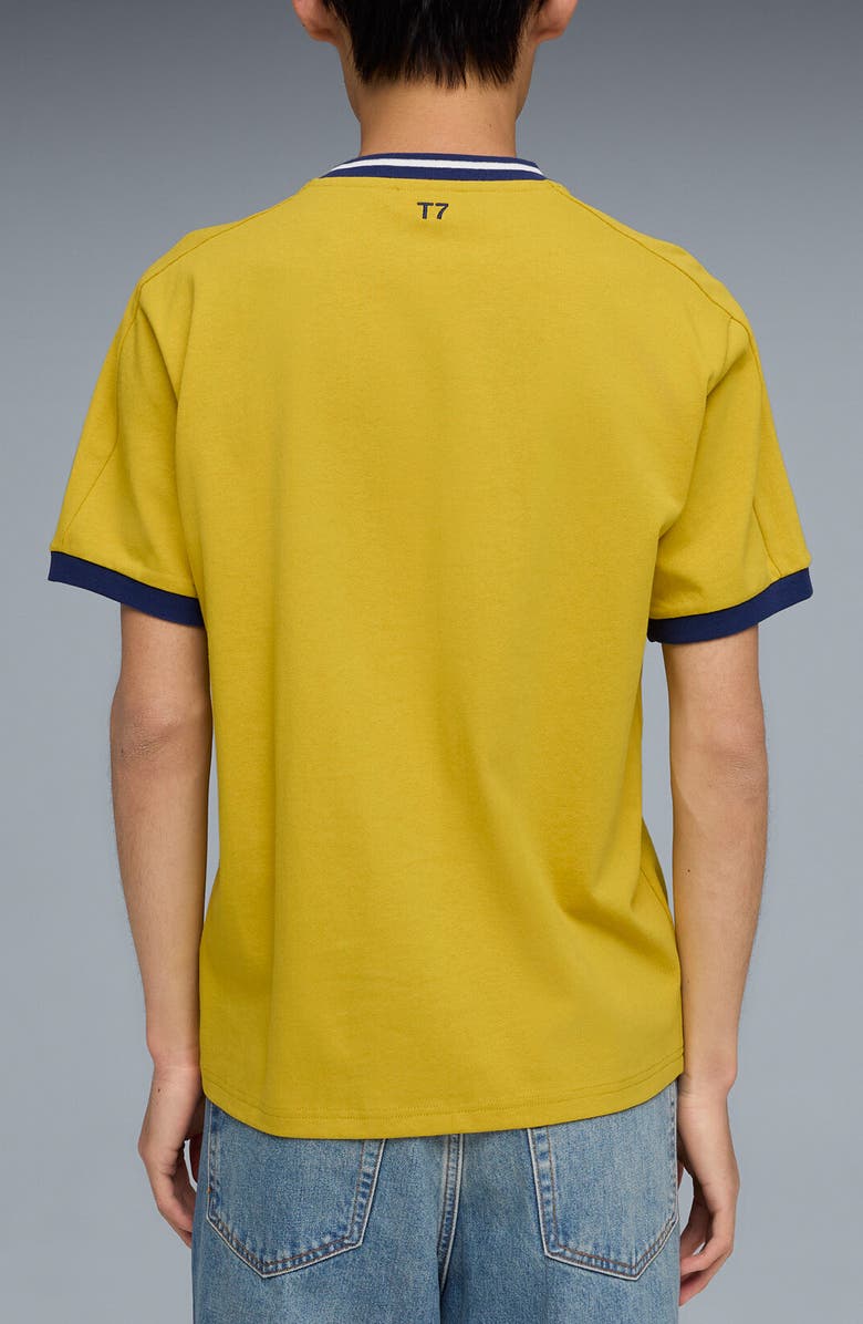 PUMA T7 Logo Ringer T-Shirt, Alternate, color, Dazzling Yellow