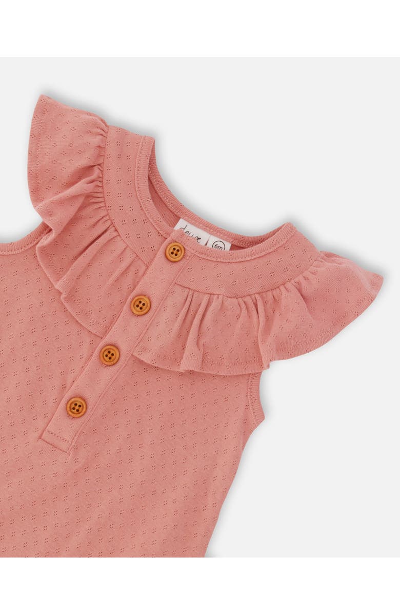 Deux par Deux Baby Girl's Organic Cotton Pointelle Knit Romper Old Rose, Alternate, color, 