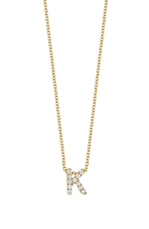 18k Gold Pavé Diamond Initial Pendant Necklace