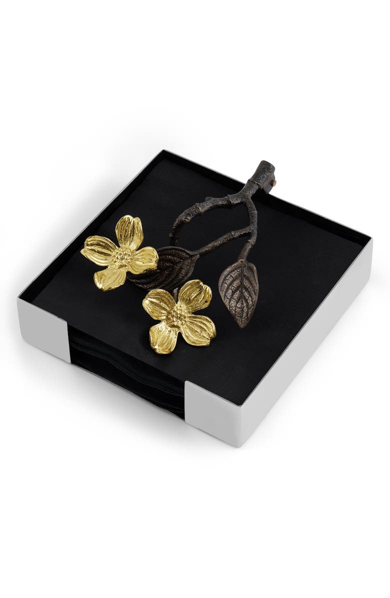 Michael Aram Dogwood Cocktail Napkin Holder, Alternate, color, Gold Multi