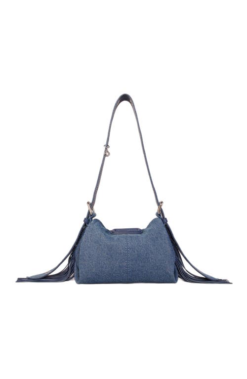Maje Womens Bleus Miss M Logo-embossed Leather Shoulder Bag In Blue Jean