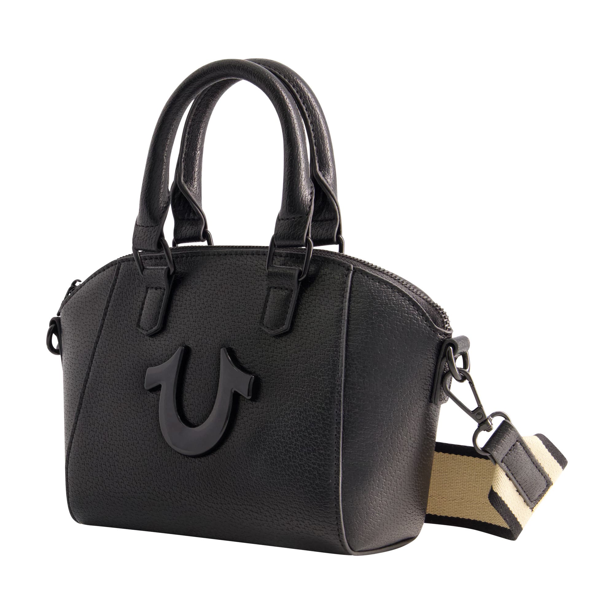 True Religion Logo Strap Mini Satchel, Alternate, color, Black