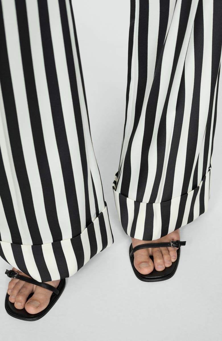 MANGO Stripe Straight Leg Pants, Alternate, color, White