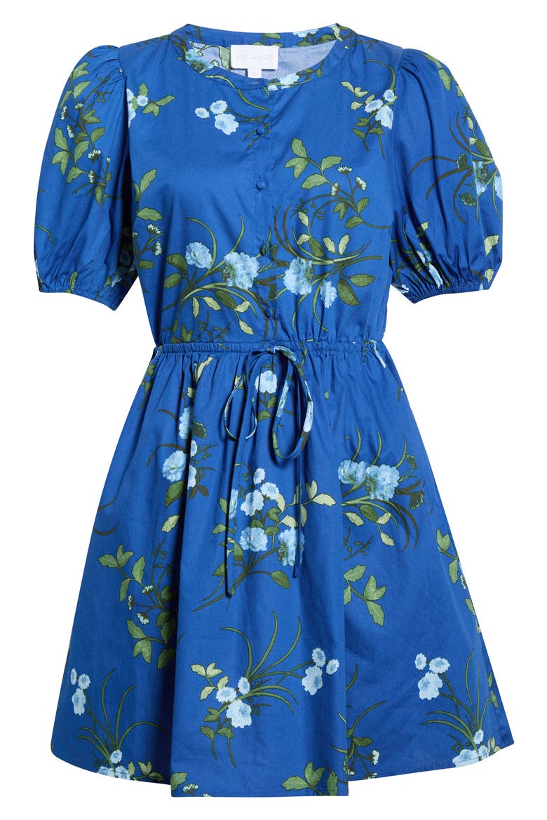 Oreanna Floral Alba Drawstring Waist Cotton Minidress, Alternate, color, NAVY-BLUE-GRN