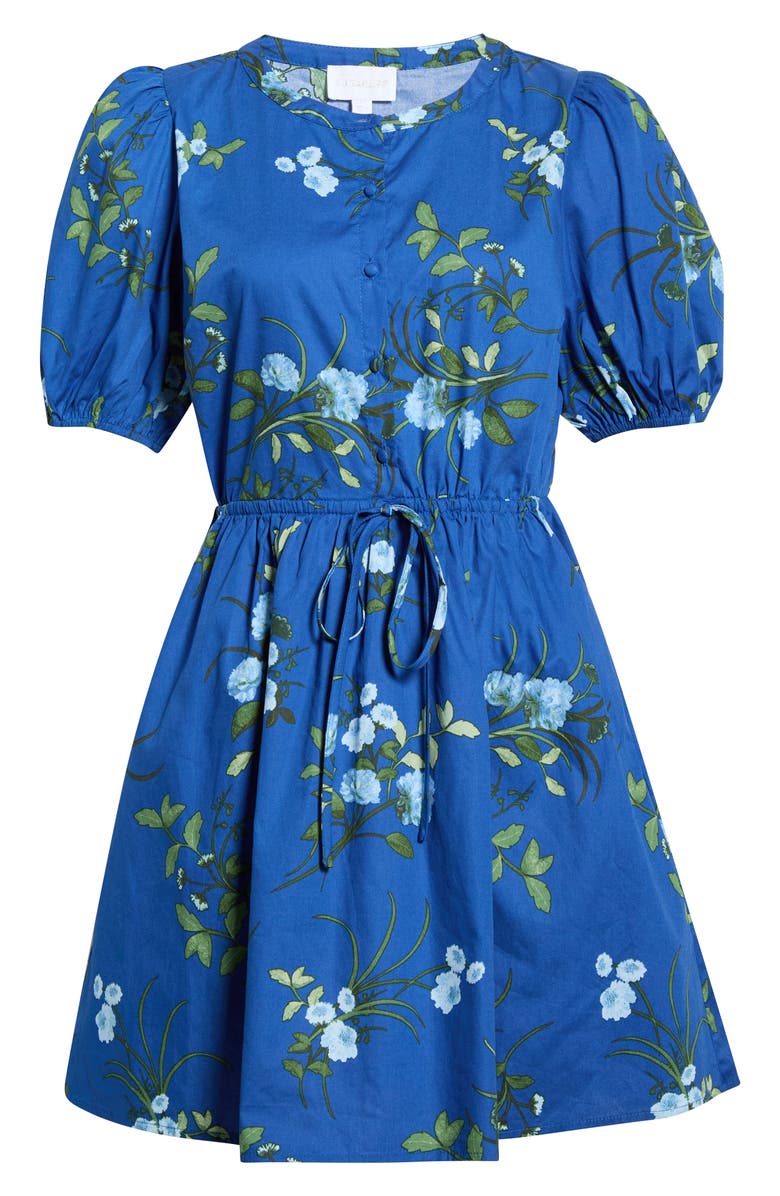 SUGARLIPS Oreanna Floral Alba Drawstring Waist Cotton Minidress, Main, color, Navy-Blue-Grn