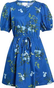 SUGARLIPS Oreanna Floral Alba Drawstring Waist Cotton Minidress