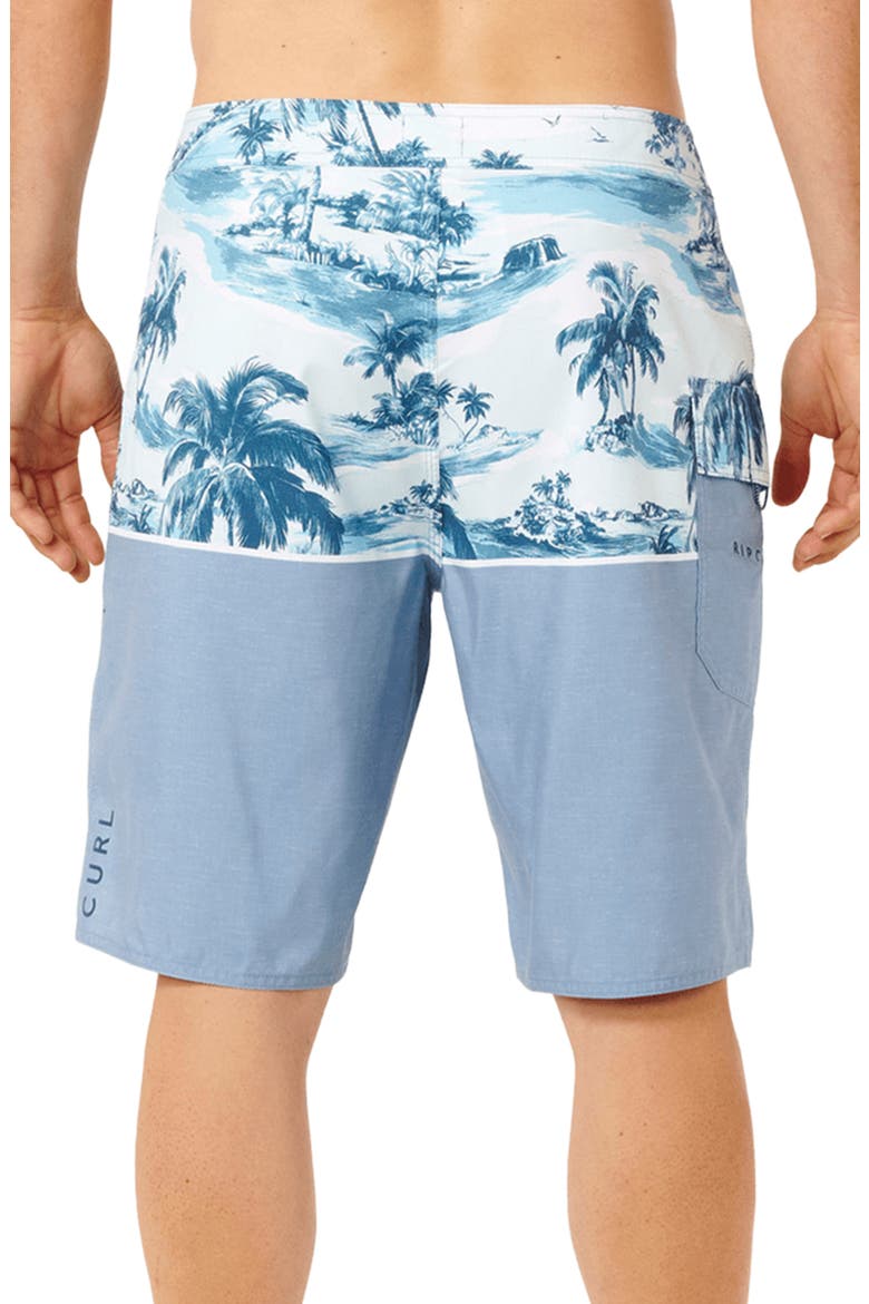 Dawn Patrol Colorblock Print Swim Trunks, Alternate, color, GLACIER BLUE