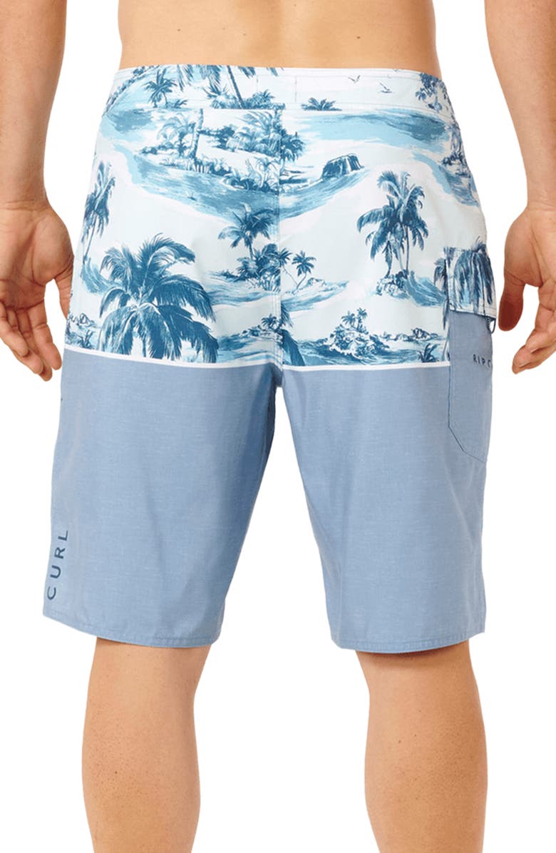 Rip Curl Dawn Patrol Colorblock Print Swim Trunks, Alternate, color, Glacier Blue