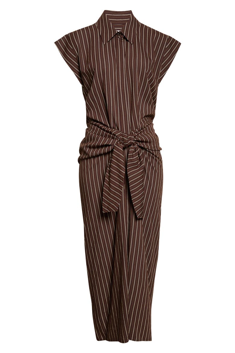 Emilia Stripe Tie Front Shirtdress, Alternate, color, GANACHE STRIPE