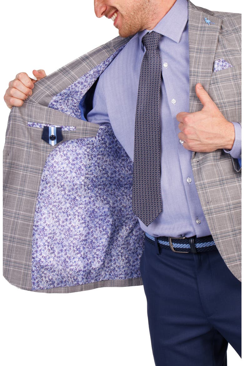 Modern Fit Textured Shadow Plaid Sport Coat, Alternate, color, GREY