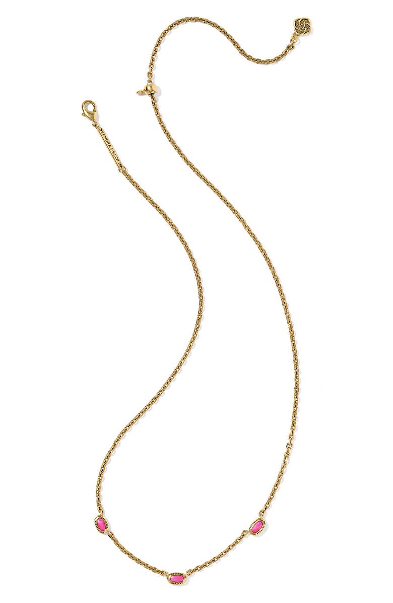 Kendra Scott Mini Elisa Three Stone Necklace, Alternate, color, Dark Fuchsia Magnesite