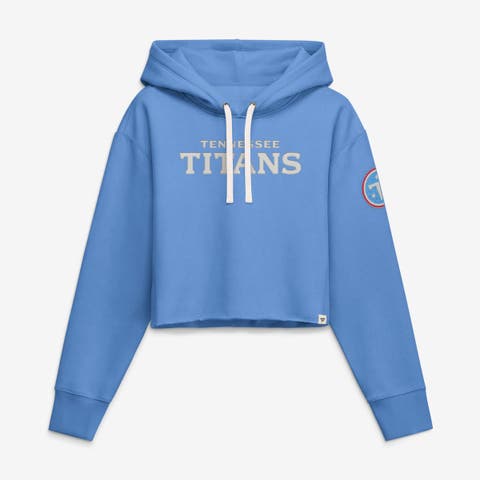 Women's Fanatics Blue Tennessee Titans Oversized Heritage Cropped Hoodie