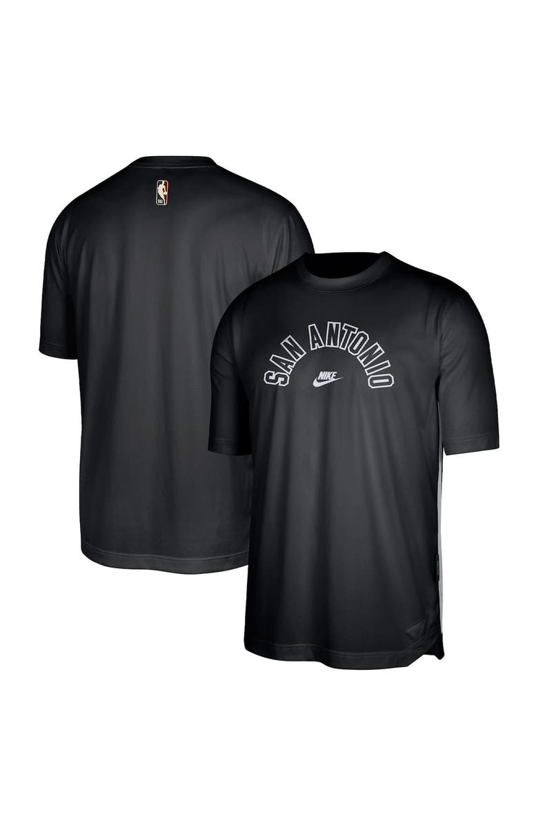 Nike Men's Nike Black San Antonio Spurs Hardwood Classics Pregame Warmup Shooting Performance T-Shirt, Main, color, 
