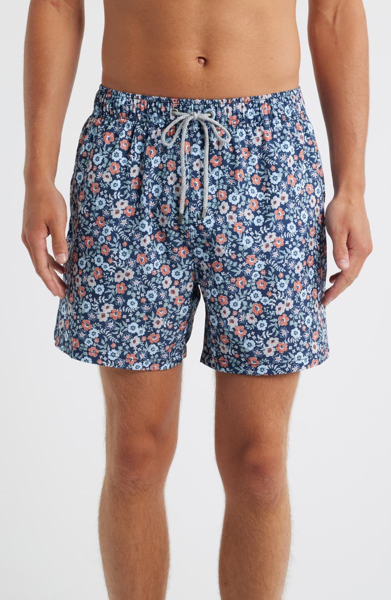 Vintage Summer Stretch Volley Swim Trunks, Main, color, Navy