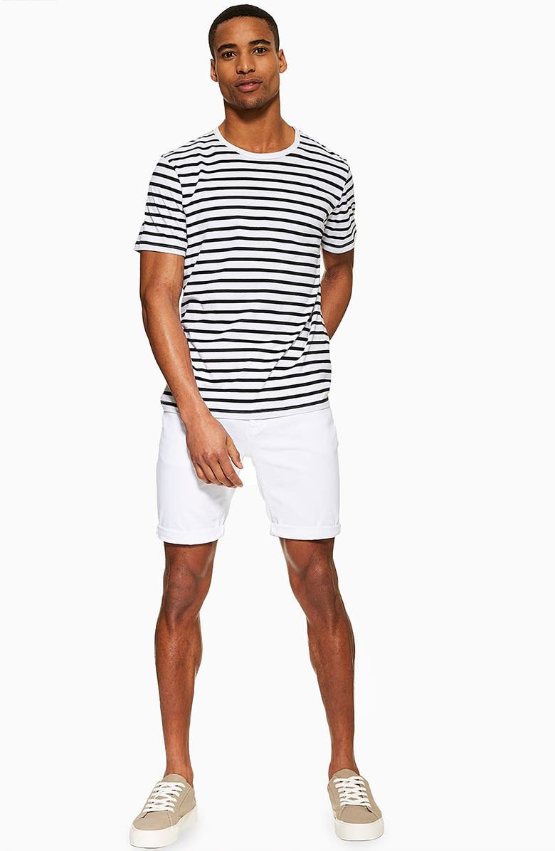 Topman Samuel Stretch Skinny Denim Shorts, Alternate, color, 