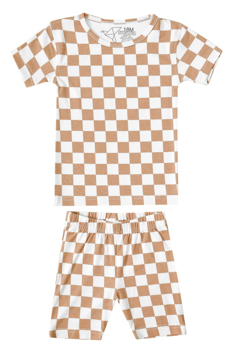 Rad Fitted Two-Piece Short Pajamas, Main, color, BROWN OVERFLOW
