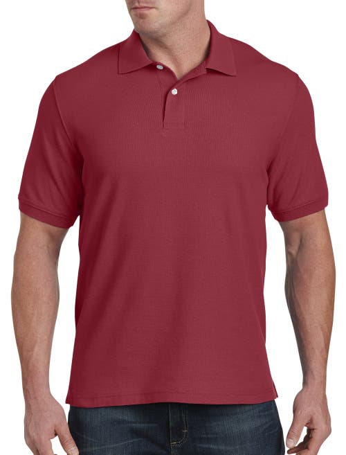 Harbor Bay By Dxl Big & Tall Piqué Polo Shirt In Burgundy