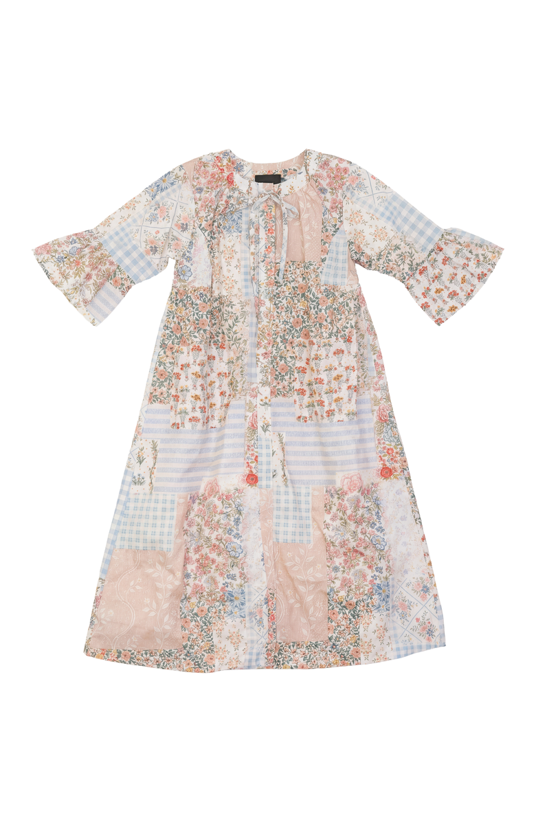 Seal Patchwork Flutter Sleeve Shell Button Robe, Main, color, Cream/Multi